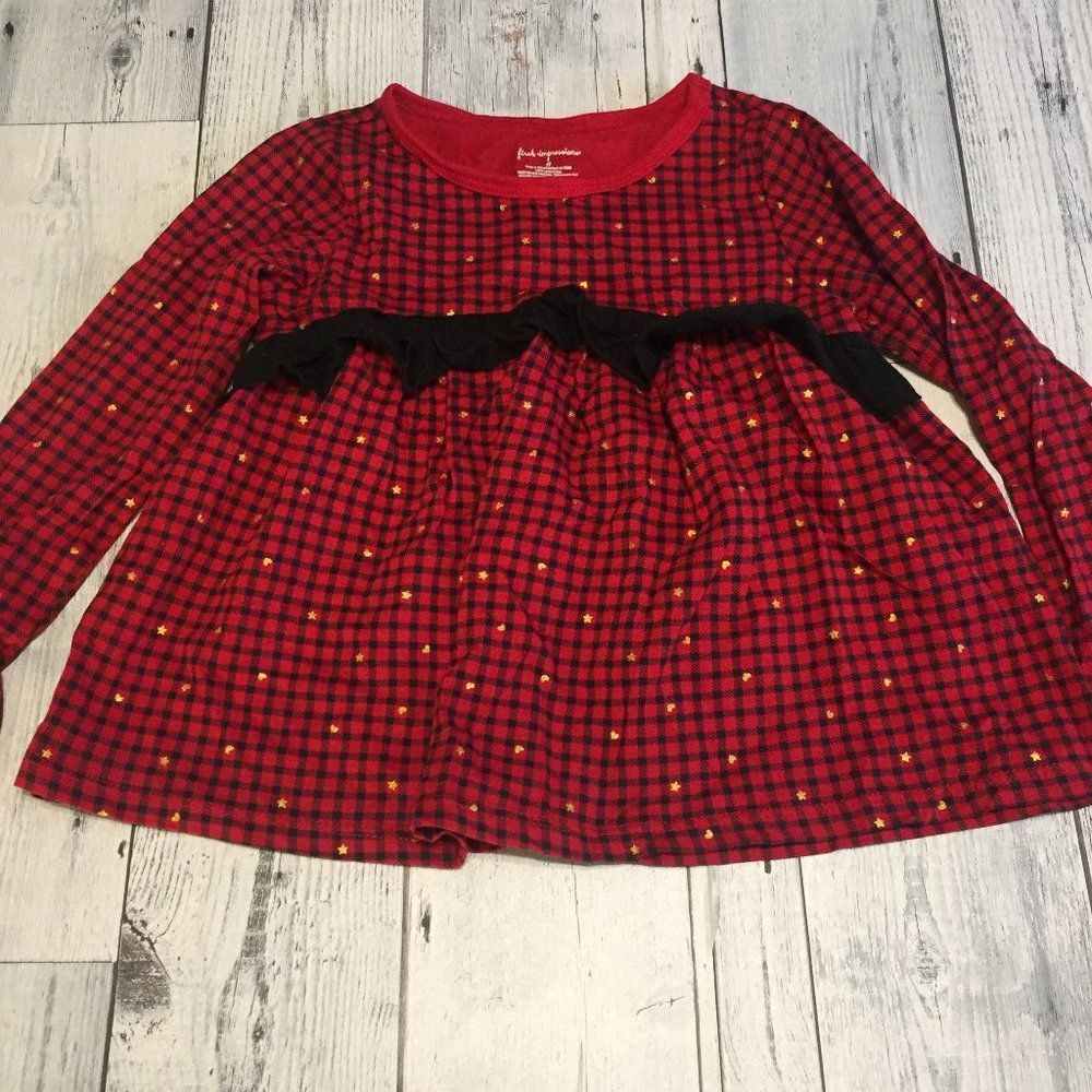 First Impressions 4T Red plaid w/hearts Long sleeve